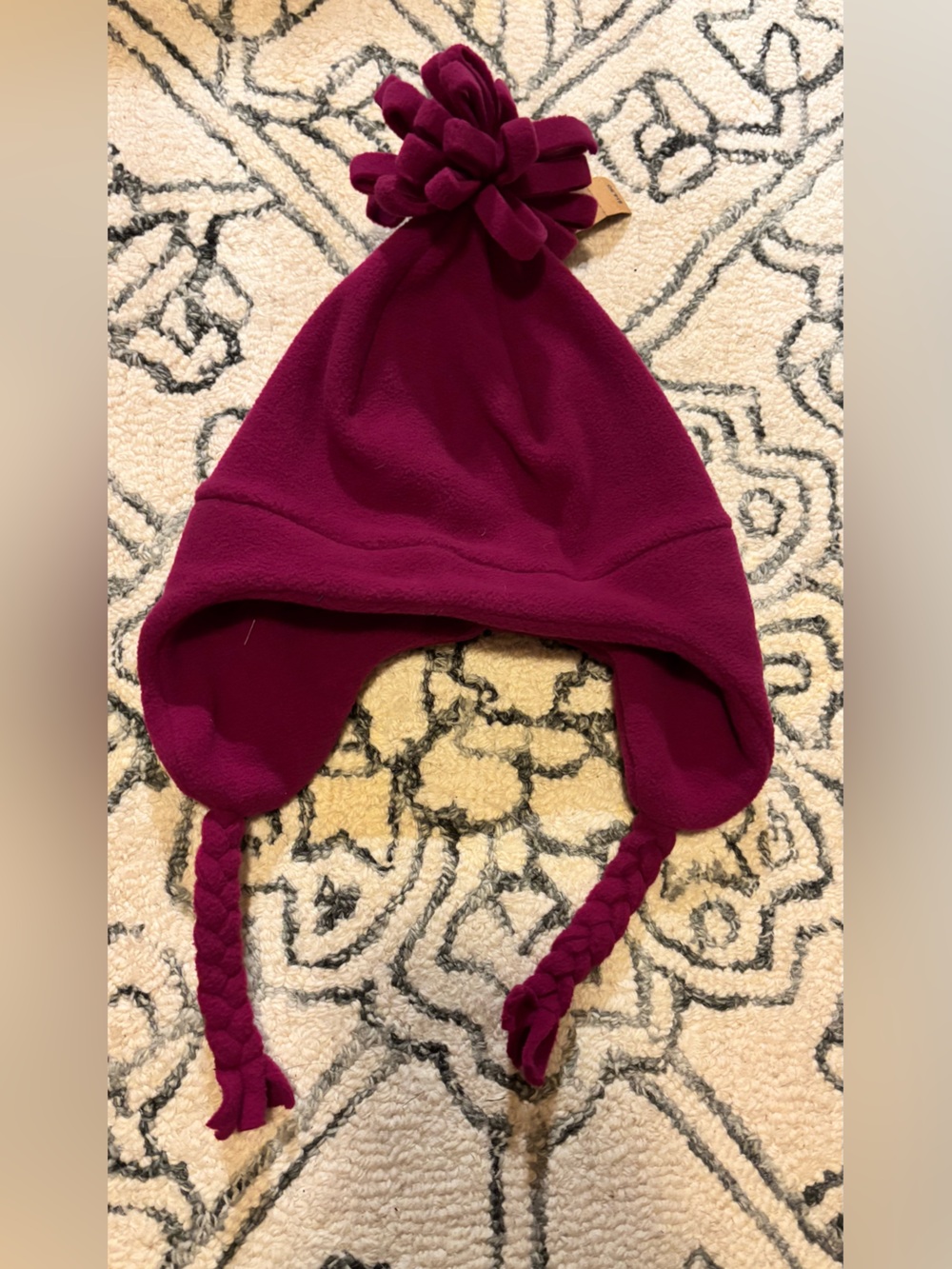 Lands' End Kids Fleece Earflap Hat - Deep Berry